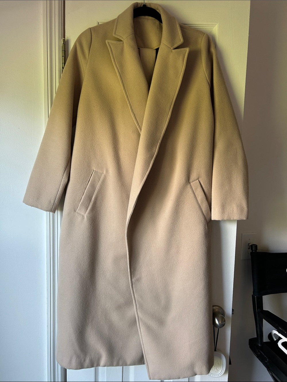 Who What Wear Womens Long Overcoat in Beige Size Small